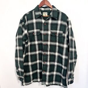 Red Head Men's Plaid Shirt Jacket Shacket Size L Fleece Lined Green